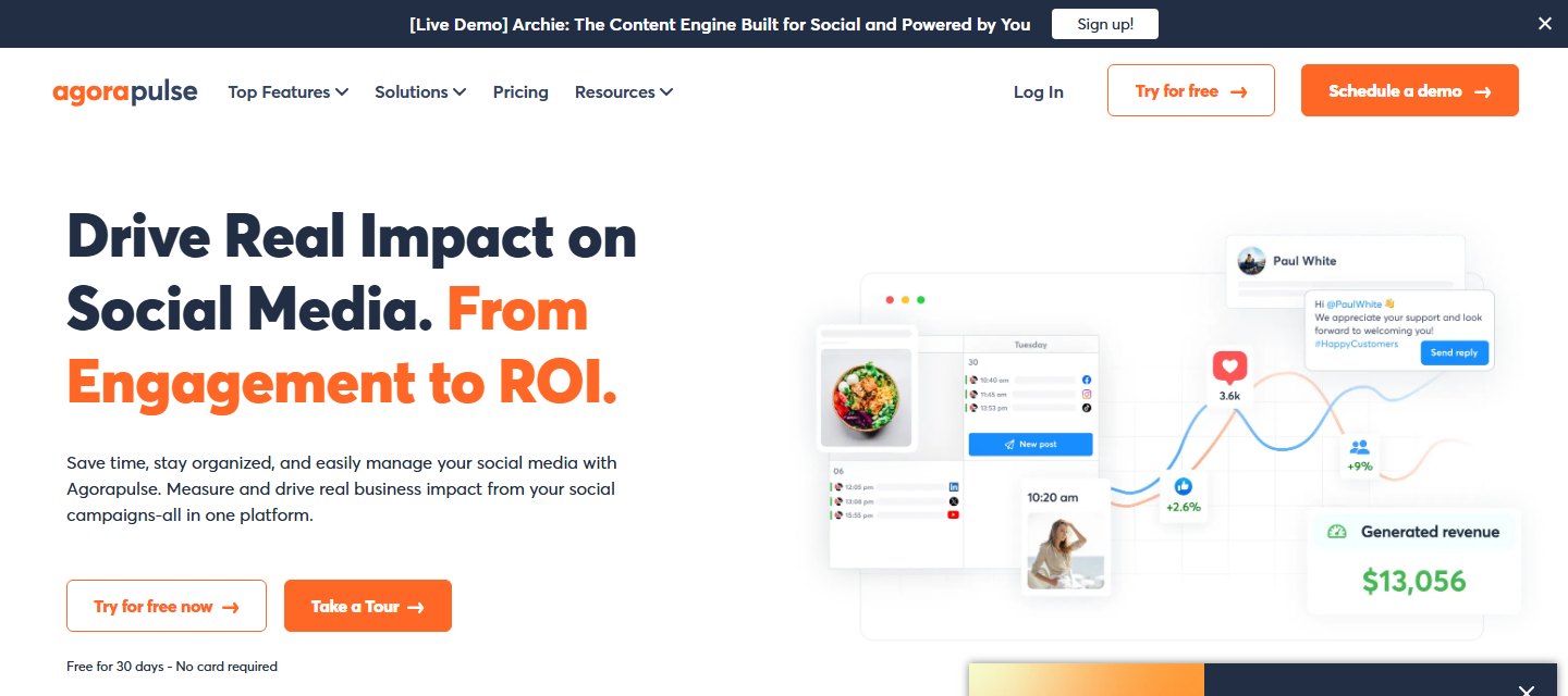 Agorapulse homepage in 2026