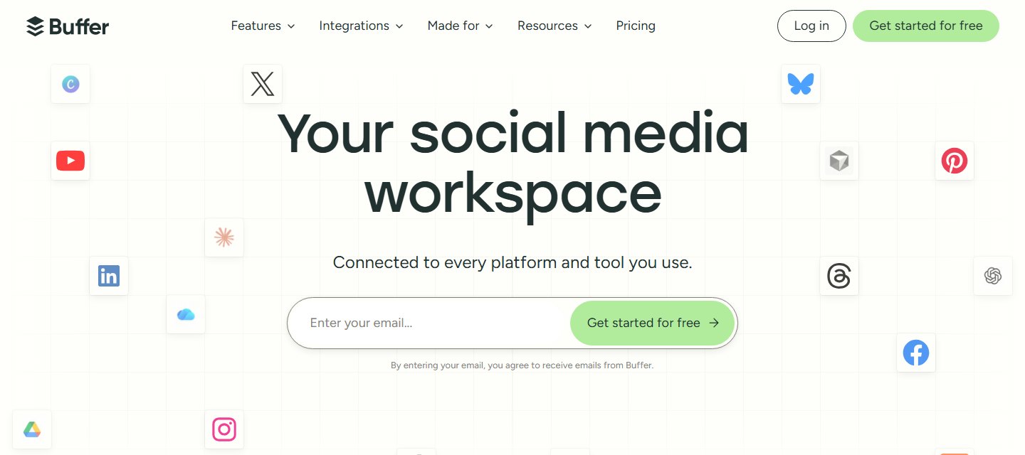 Buffer's homepage
