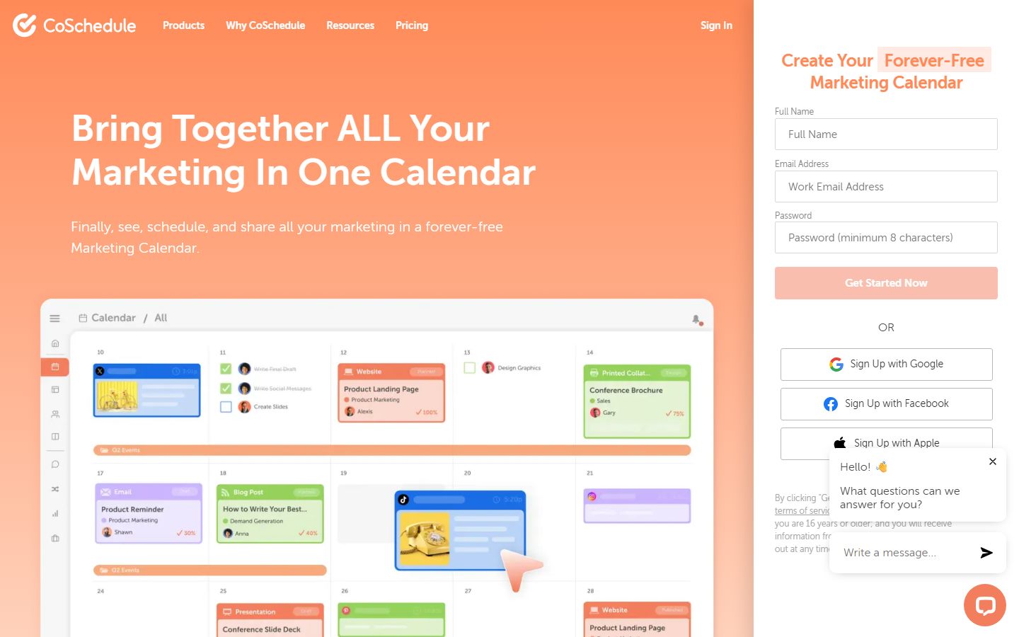 CoSchedule's marketing calendar